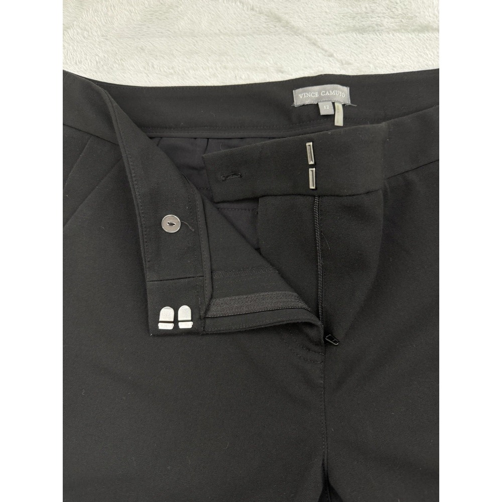 Vince Camuto Black Women's Dress Pants Mid-Rise Size 12 30x28 Diagonal Pattern - Picture 4 of 9